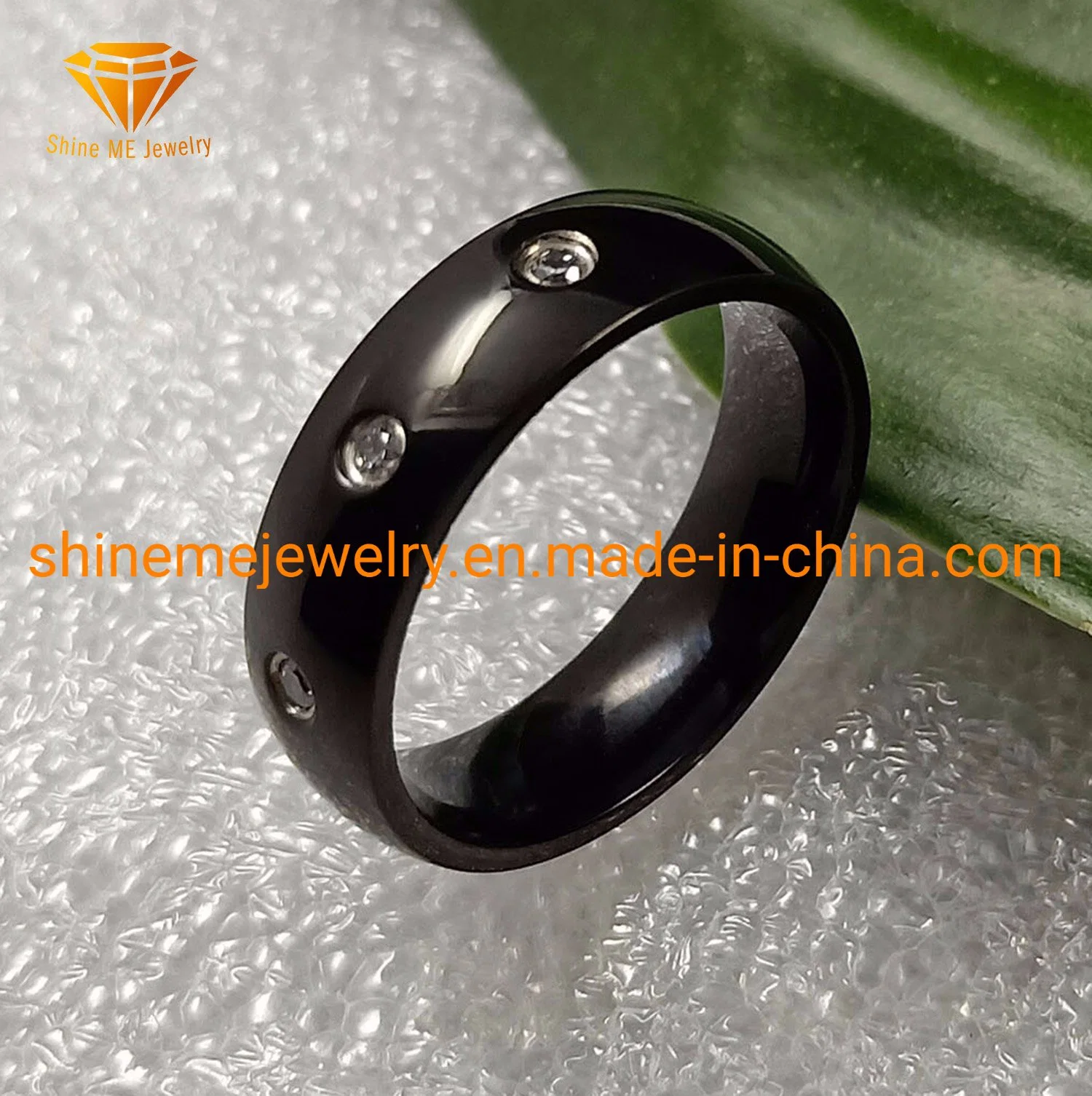 Fashion Jewelry Black Plating 6mm Pure Titanium Engagement Bands Tr1934