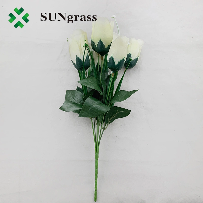 Artificial Rose Tulip Flower with Green Leaf Small Bouquet