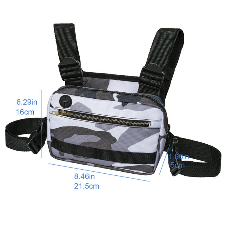 Front Chest Bag Multipurpose Sport Vest Bag Water Resistant Daypack Nylon Tactical Chest Rig Bag with Earphone Hole Outdoor Travel for Men Women Wyz13154