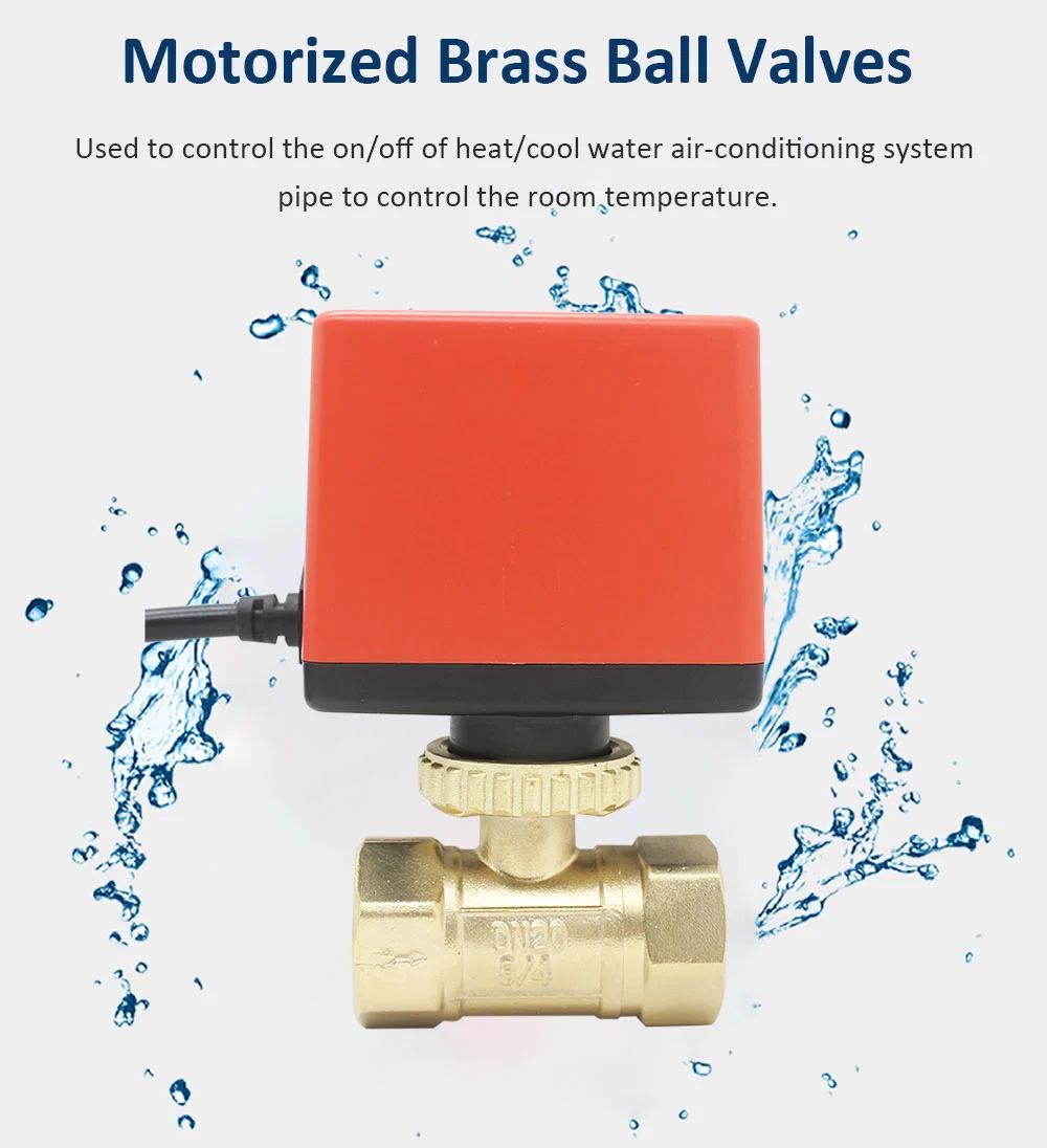 Factory Price HVAC Fan Coil Units System 2 Way DN25 Motorized Brass Ball Valve with Electric Actuator