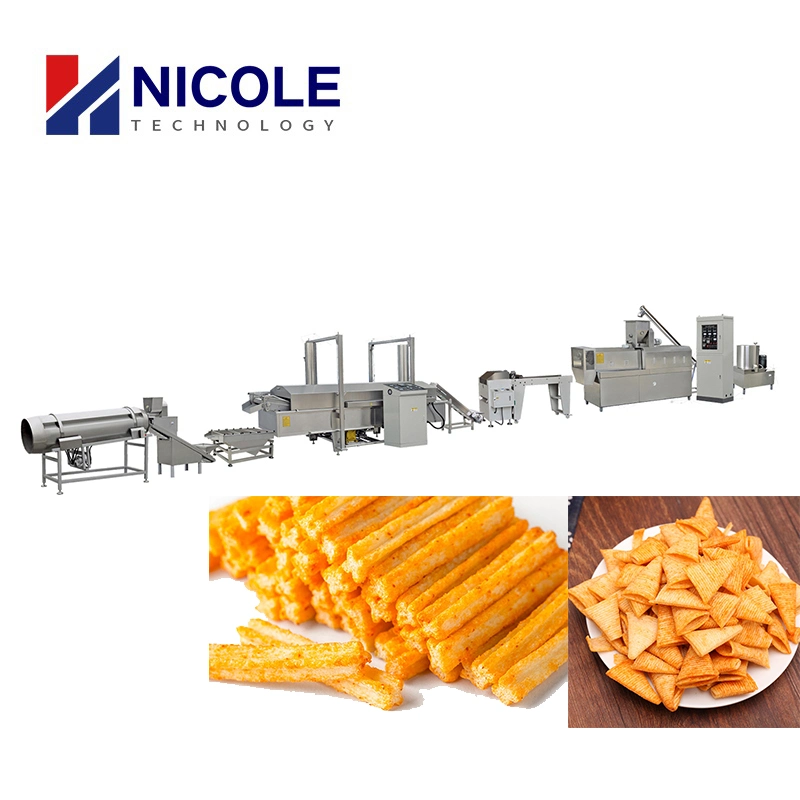 Fritura de procesamiento de alimentos industriales Snack máquina extrusora de alimentos Chips cornetas