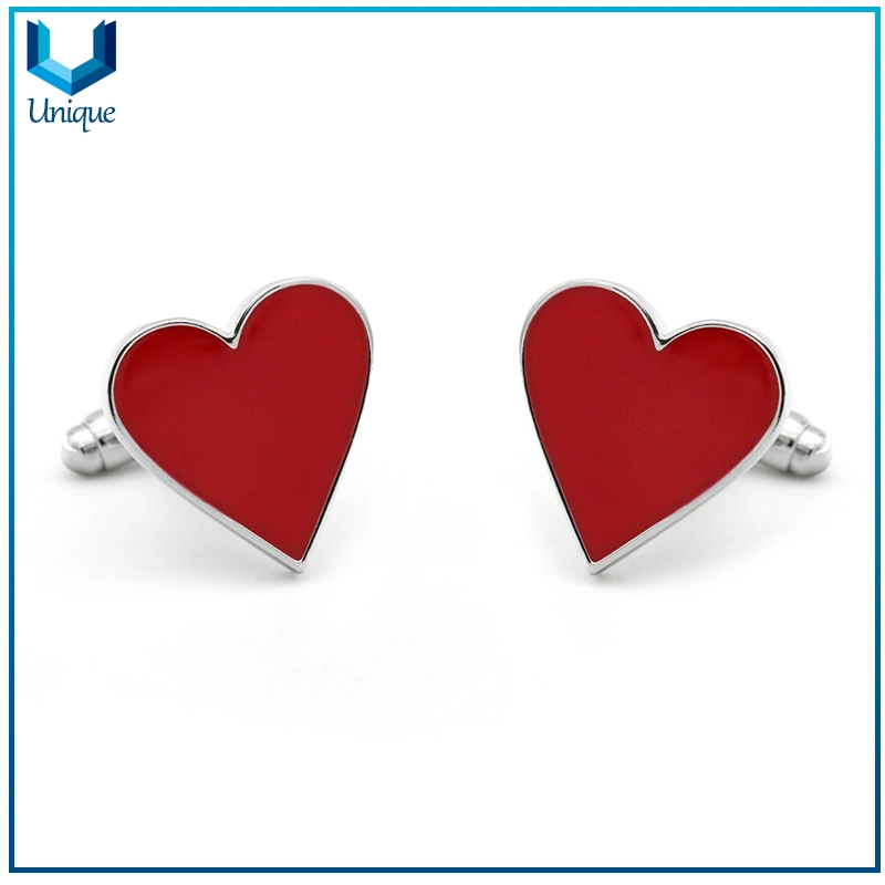 Fashion Heart Shape Cufflink Button Manufacturer, Custom Wedding Company Logo Cufflink for Shirts Fashion Accessory Gifts