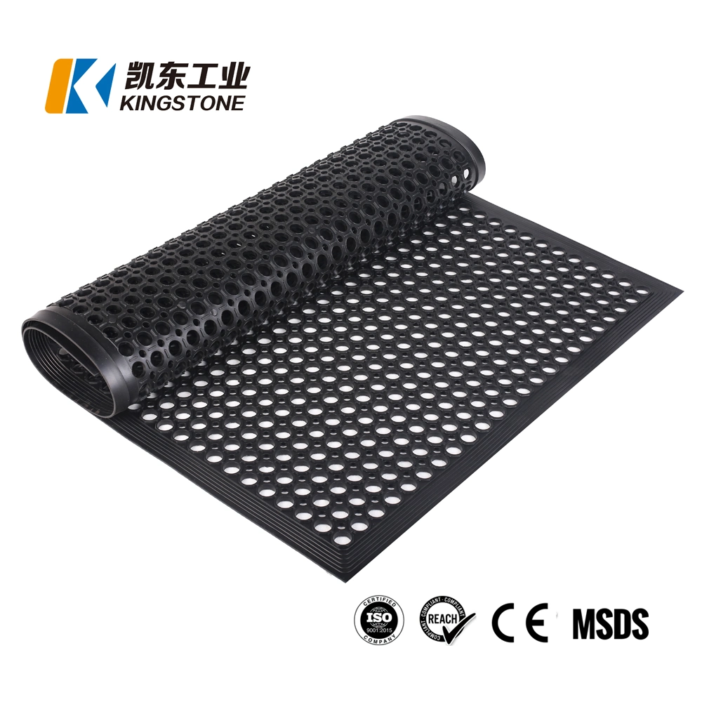 Drainage Holes Design Safety Grid Mattings Rubber Floor Mat for Kitchen Workbench