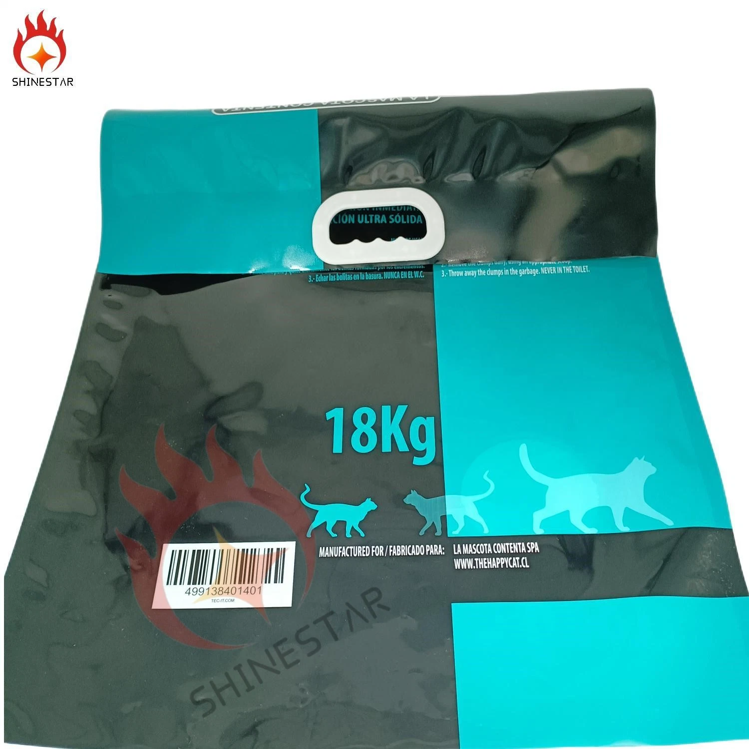 Big Plastic Packaging Bag with Handle Window for Pet Food Litter (18KG)