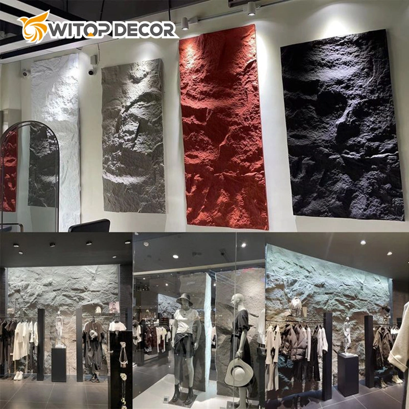 Luxuosos pesos de luz artificial PU Faux Slate Stone One Panel Uma elevação do Muro das pedras do rock de parede