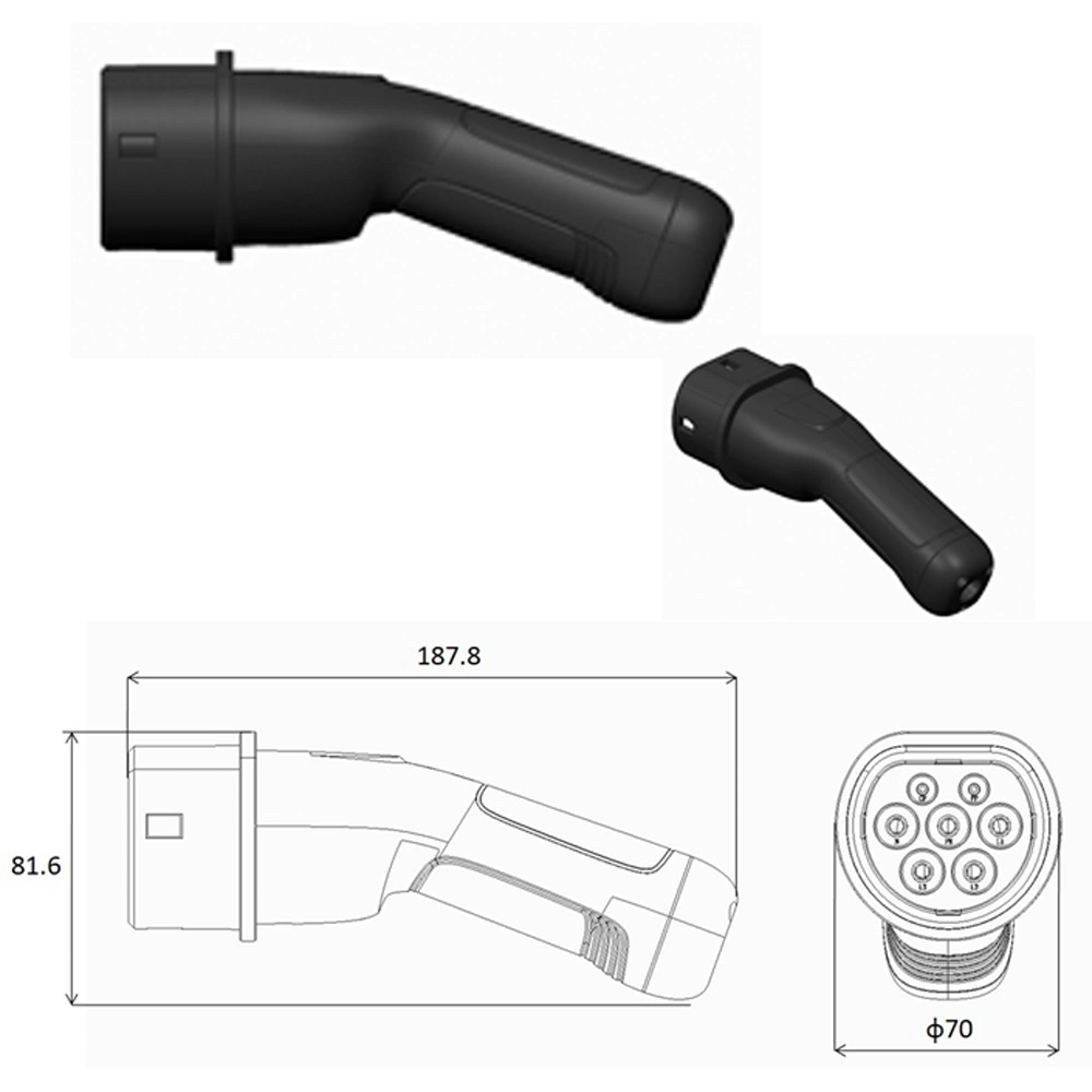 Kangni EV-Ladegerät IEC 62196 EV Typ 2, Stecker 32A 7kW Einphasenladekabel für Elektrofahrzeuge der Stufe 3