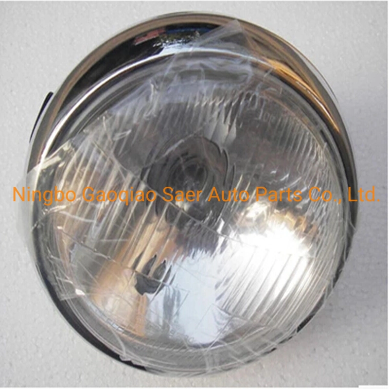 Universal Motorcycle Retro Silver Shell White Lens Headlamp Front Headlight for Gn125