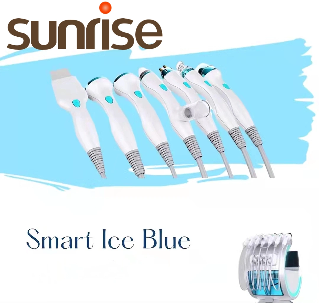 Sunrise Ice Blue Oxygen Dermabrasion Skin Analyzer Hydrafacial Skin Care Cleaning Machine Diamond Facial 7 in 1 RF Skin Tightening Facial Beauty Machine