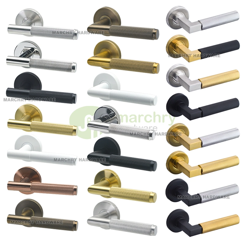 Personalização básica puxador de porta Luxury Solid em aço inoxidável Lever Gold Puxador puxador serrilhado da porta