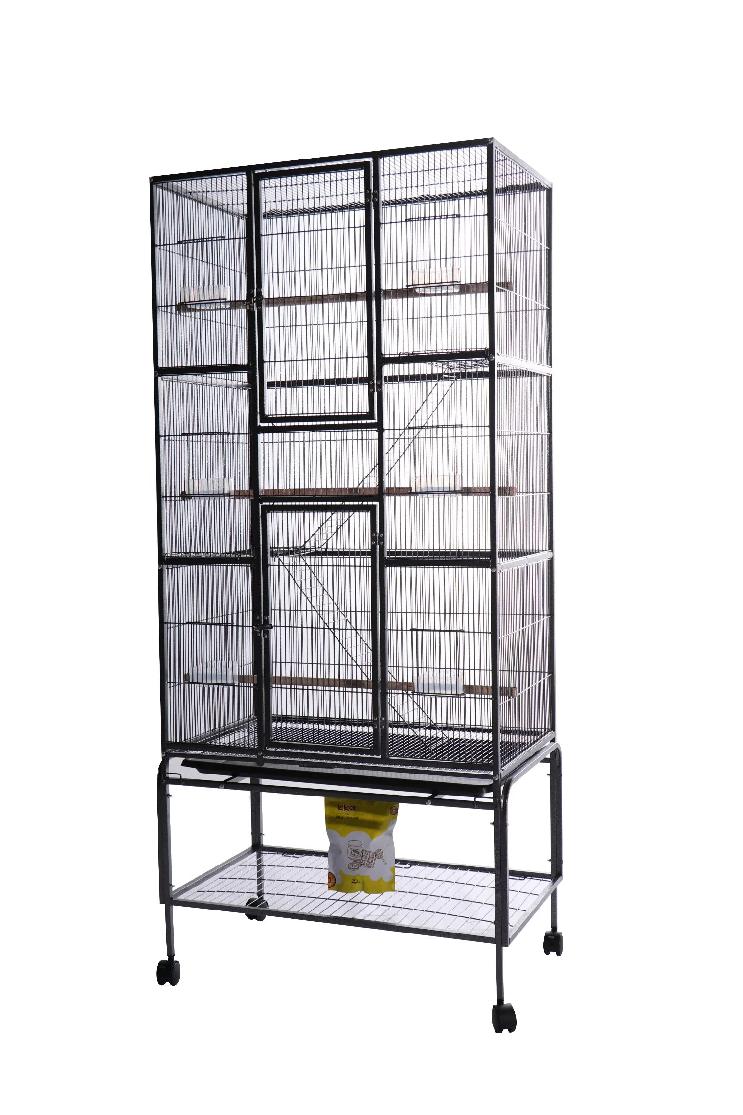 Productos para mascotas Double Stack grandes jaulas de loros aves reproductoras con ruedas