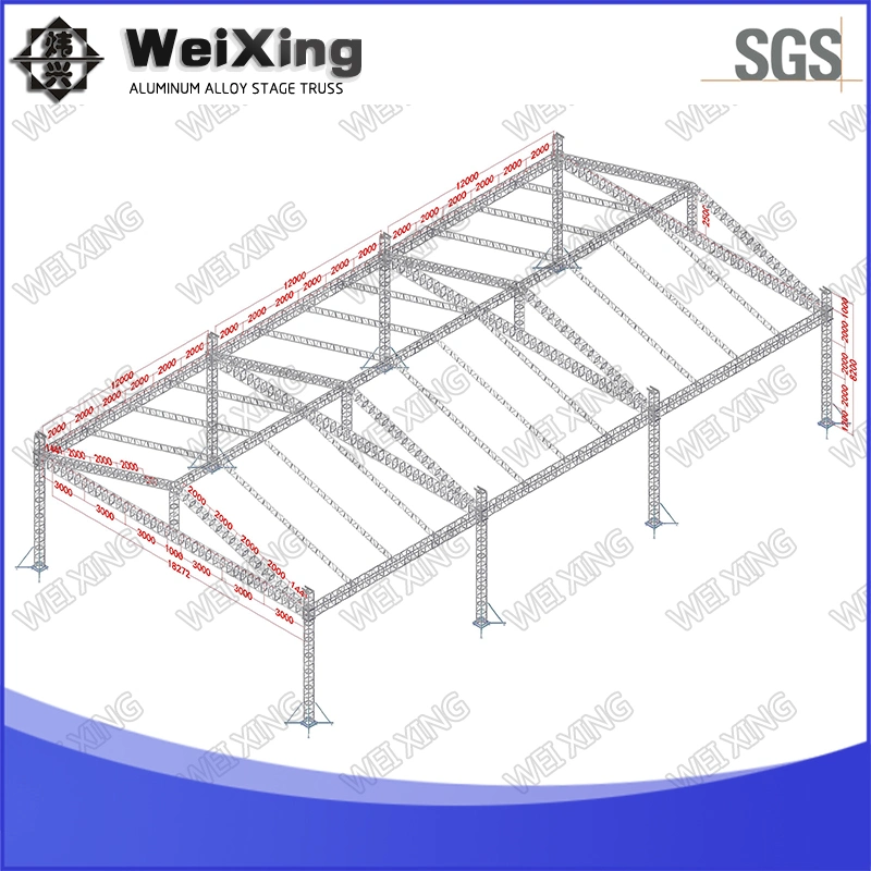 82ftx39FT, Height 27FT Outdoor Exhibition Concert Events Wedding Stage Lighting Show Speaker Aluminum Truss with Curved Roof LED Display Truss Layer Truss