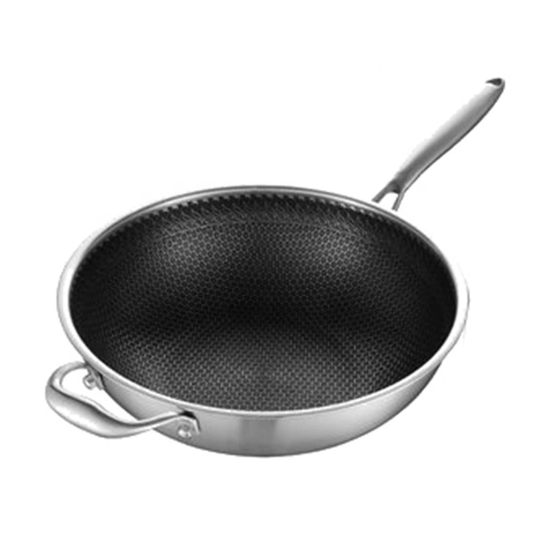 Stainless Steel Non-Stick Wok Metal Utensil Safe Scratch Resistant