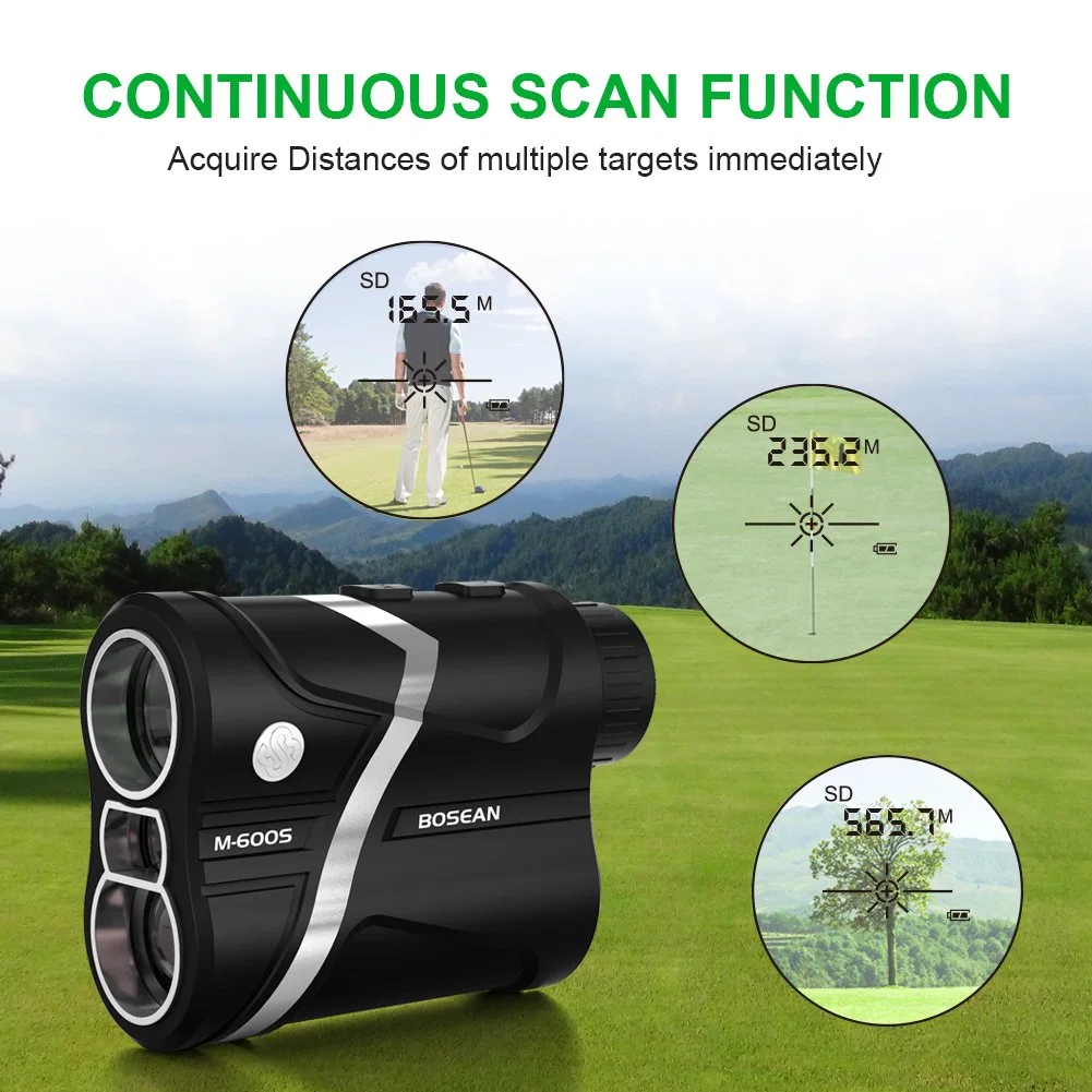 Venta caliente láser portátil con Pinseeking Medidor de distancia y ángulo de la función de medida Golf Range Finder