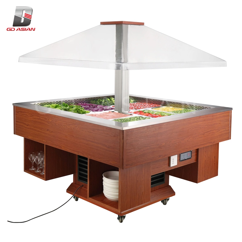 1400L Square Shape Commercial Electric Cold Buffet Trolley Serving Station