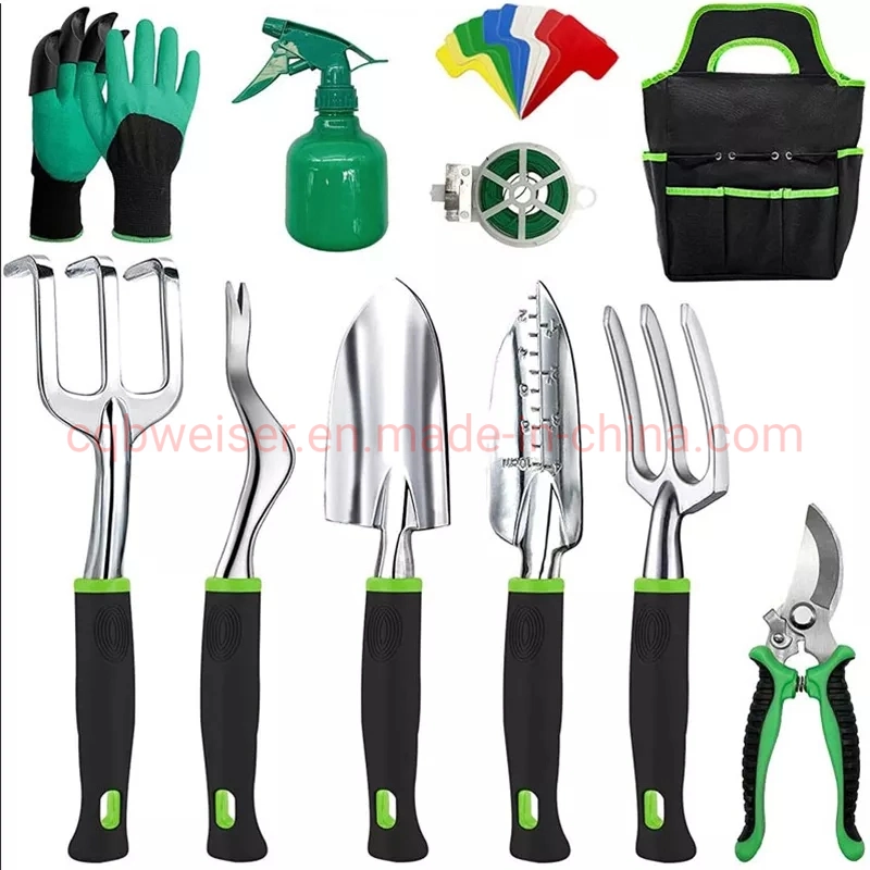 Stainless Steel Heavy Duty Gardening Tool Set with Non-Slip Rubber Grip Outdoor Hand Tools Garden Tool Heavy Duty Gardening Tool Kit Outdoor Tools with Tote Bag