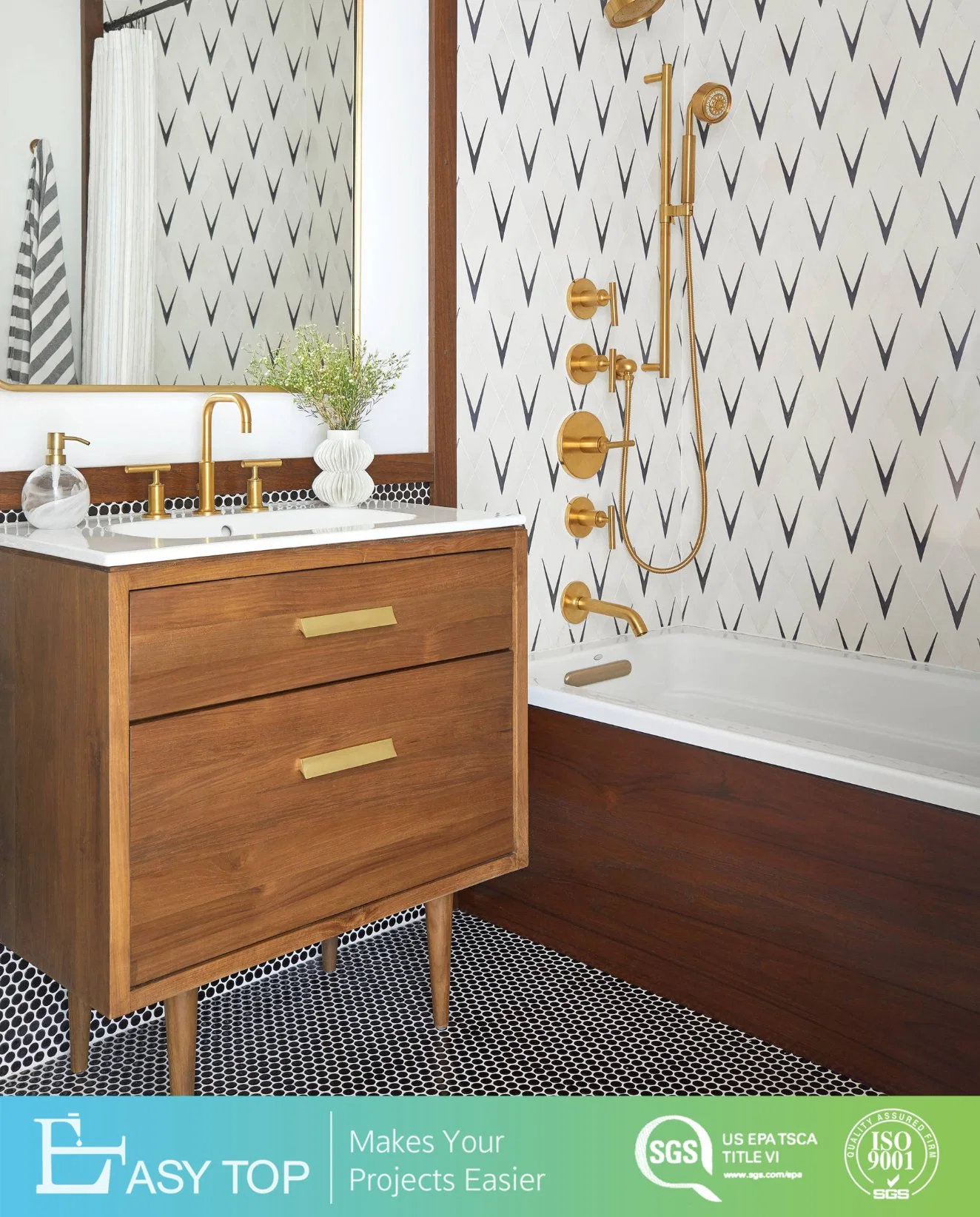 Projecto de gabinete clássico montado na parede vaidade de madeira armário de banheiro definir com espelho