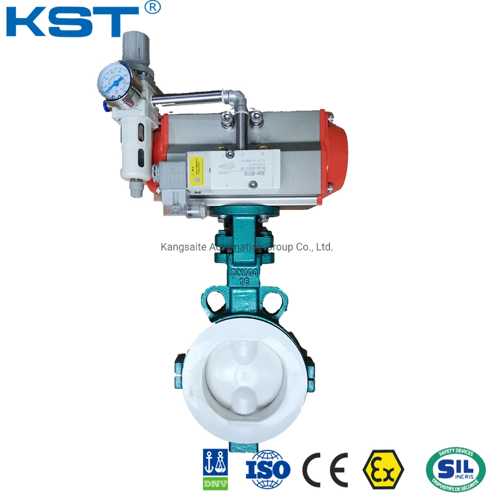 Casting Butterfly Valve with Pneumatic Actuator with Limit Switch Box Apl410