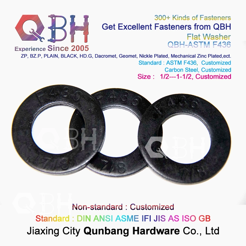 Qbh ASTM F436/F436m Steel Structure 1/2 to 1-1/2 Inch Steel Carbon Steel HDG/Black Metal Flat Round Washer