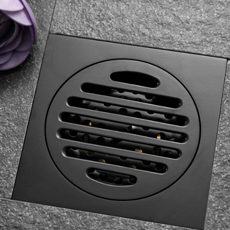 Conceal Tile Insert Brass Floor Drain/ Shower Square Floor Drain with Anti-Odor Function/4 Inch Toilet Shower Floor Drain