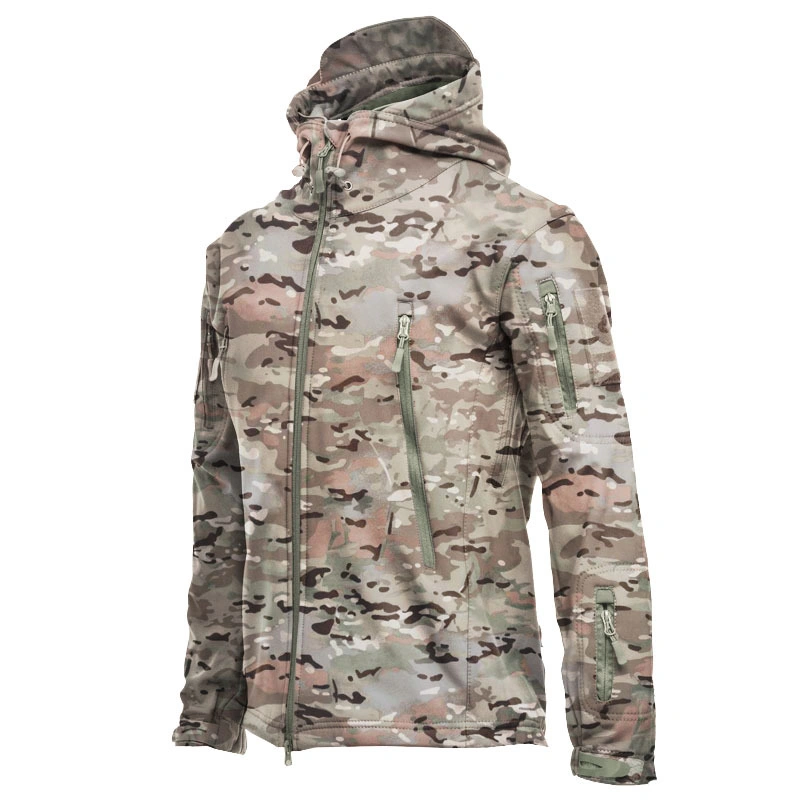 Sharkskin Camouflage Hooded Fleece Jacket Waterproof Wind Mountaineering Warm Jack Soft Shell Jacket