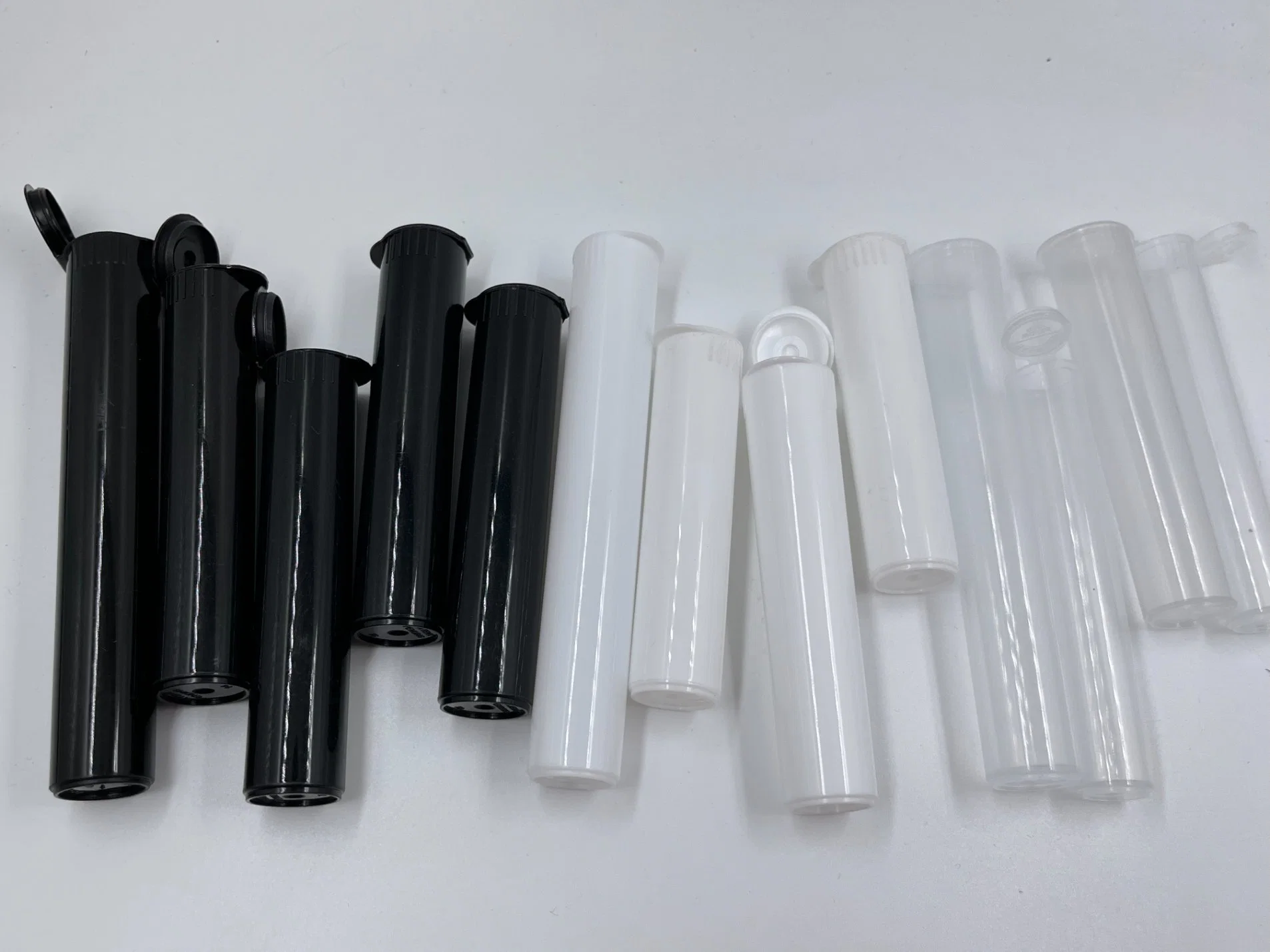 Black White Blue Red Clear PP Plastic Tube with Child Proof Cap Stopper for Rolling Packing