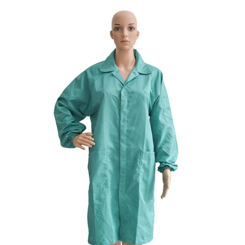 ESD-Safe Static Dustproof Lab Coat Jacket Smock Overall Workwear Blue