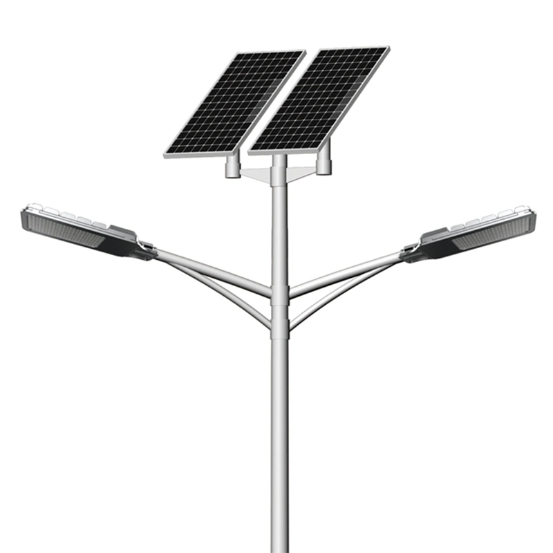 Solar LED Street Light Pole Double Arms Design with 1 Rainy Day Battery Backup