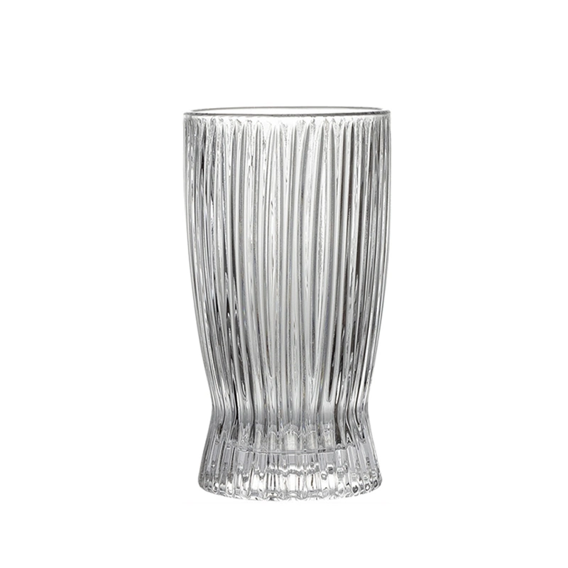 Ins Korean Style Small Slender Waist Striped Personality Glass Water Cup Tea Cup Milk Cup Drink Cup Coffee Cup Home