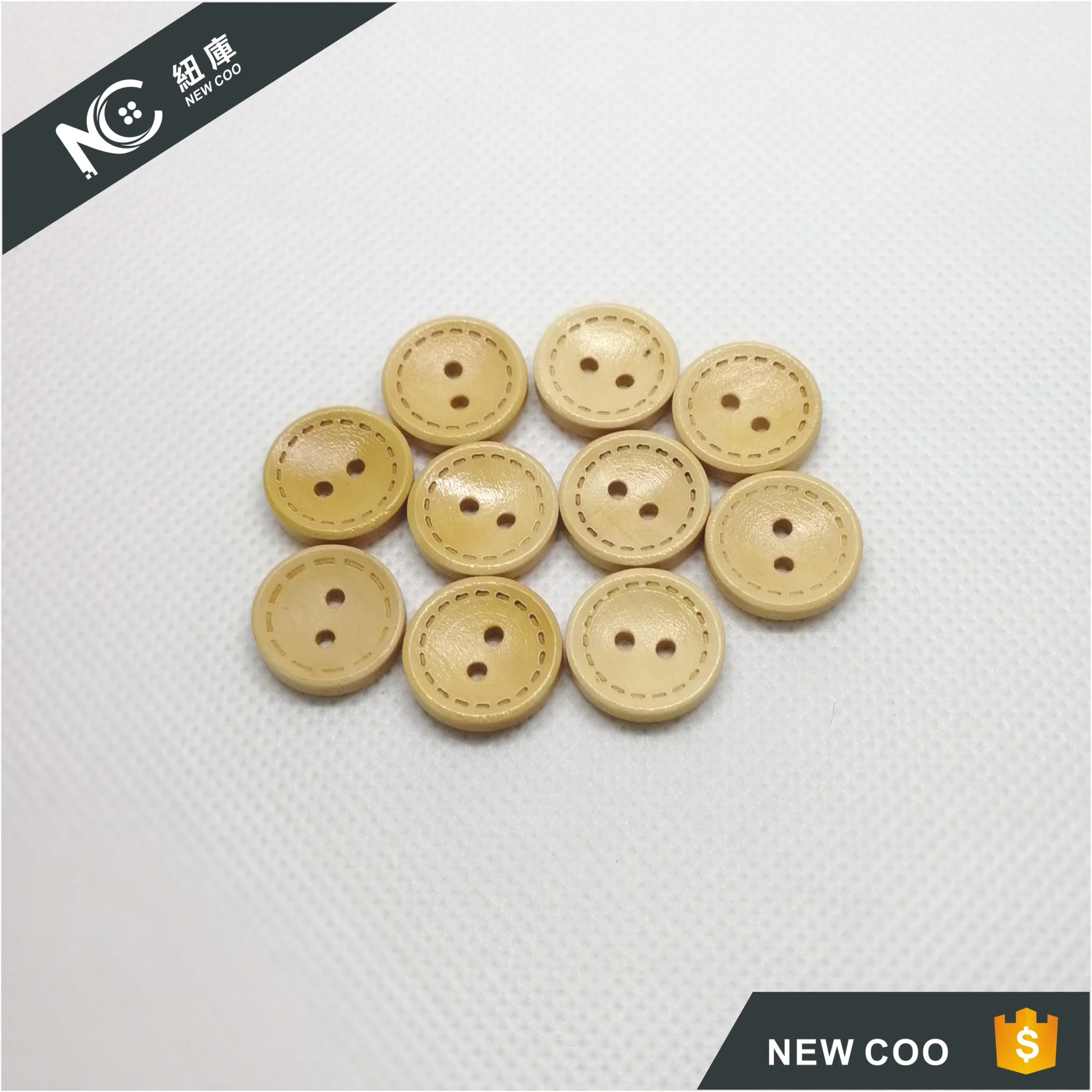 Two Holes Burlywood Natural Wood Fancy Shirt Button