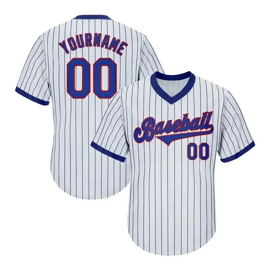 Дизайн Вышивка Letter Поджимные футболки V Neck Мен бейсбол Спортивная одежда