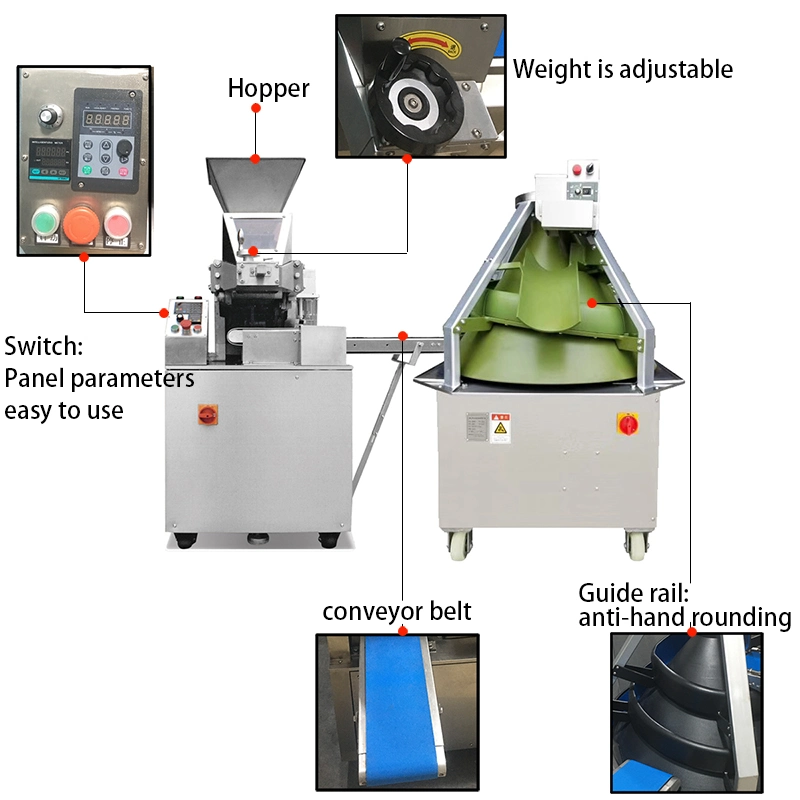 Todos los comerciales en una máquina de corte continuo de la máquina de redondeo cónico para panadería