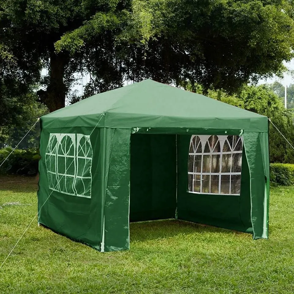 3X3m Gazebo with Side Panels Marquee Zip up Party Tent Outdoor Garden Canopy Water-Resistant with Wind Bar