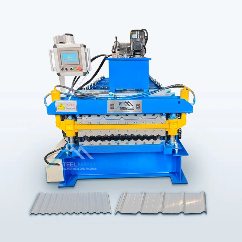 Fornecimento de fábrica 820 IBR trapezoidal tipo de nervura e 825 onduladas Folha de telhado de Ferro fazendo Máquina de formação de rolo de camada dupla