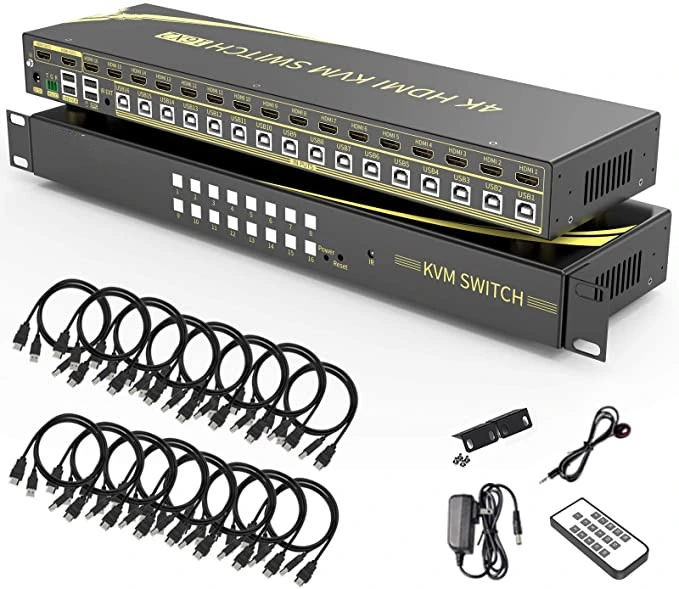 USB-C + مفتاح HDMI KVM، 4K@60 هرتز، 4 في 1 مخرج، مخرج صوت، USB 2.0 إضافي، 3 مداخل HDMI + 1 نوع-C دخل