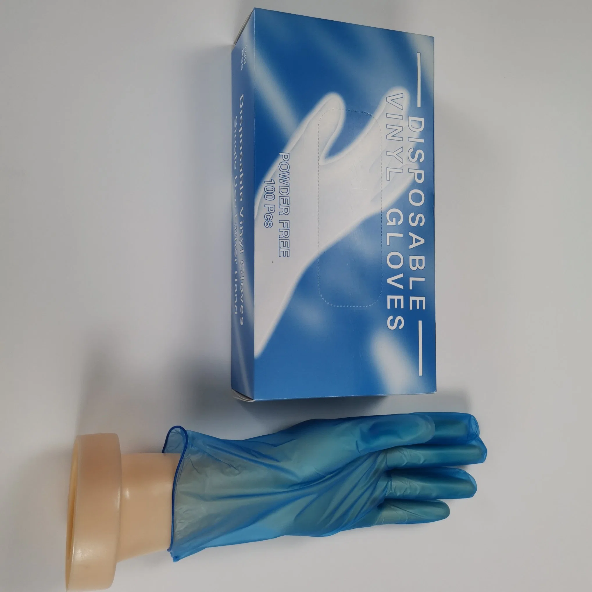 Disposable Vinyl Gloves Blue Powder-Free Latex-Free Non-Sterile Food Safe Large Bulk 100-Count