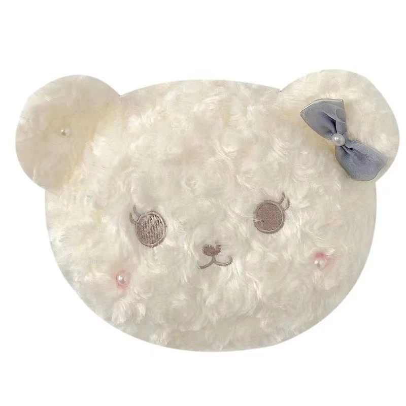 Saco de boneca urso de pelúcia Chefe Crossbody Bag da Bonitinha Saco de peles Lolita Pearl Cadeia Hoteleira Bear Bag