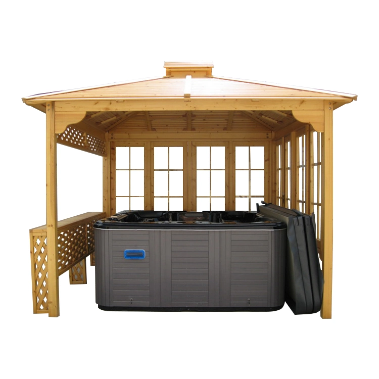 2022 Chinese Outdoor Solid Wood Frame Garden Pavilion Gazebo