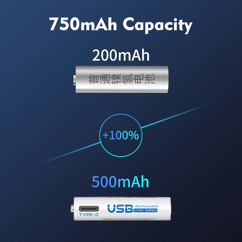 batterie Li-Ion rechargeable AA/AAA avec câble de charge 1,5 V.