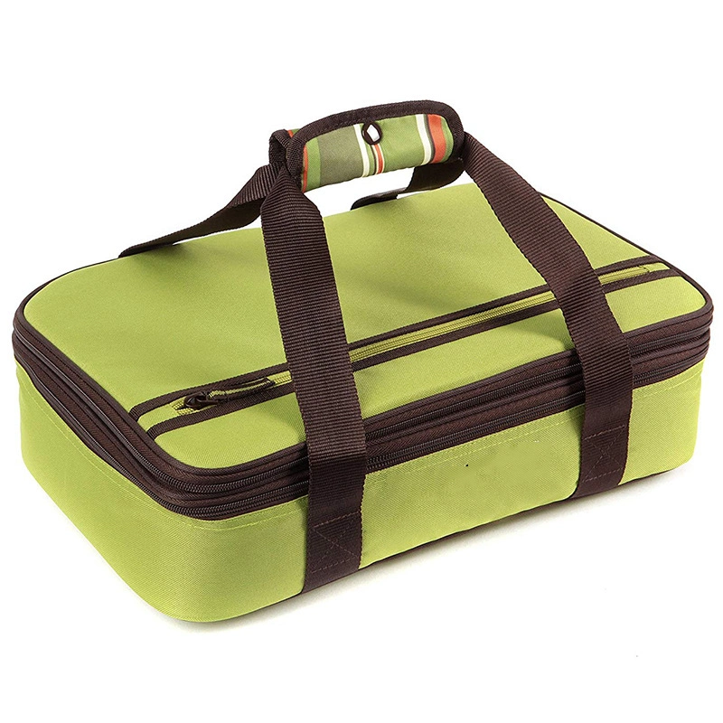 Double-Deck Insulated Food Delivery Bag Pizza Sandwich Packing Bag Zipper Cooler Bag