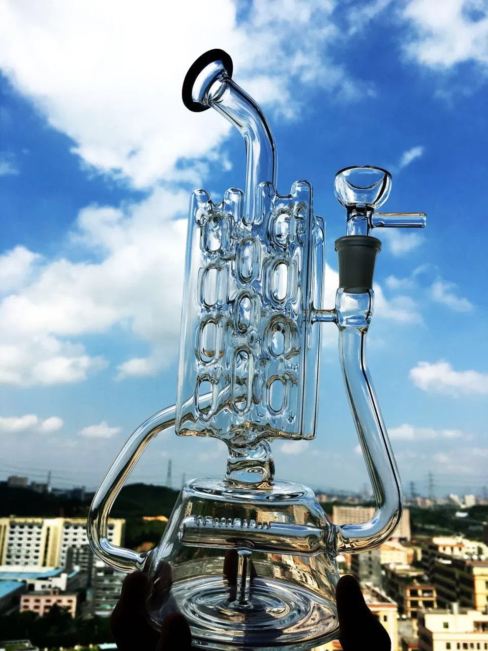 China Manufacturer New Heady DAB Rig Glass Water Pipe, Diamond Glass Wholesale/Supplier Recycler Glass Smoking Pipe