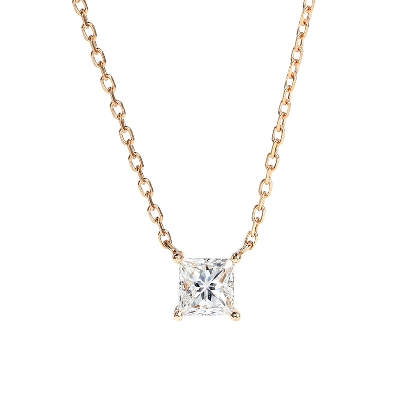 Collier diamant or 18 carac. Diamant coupe princesse