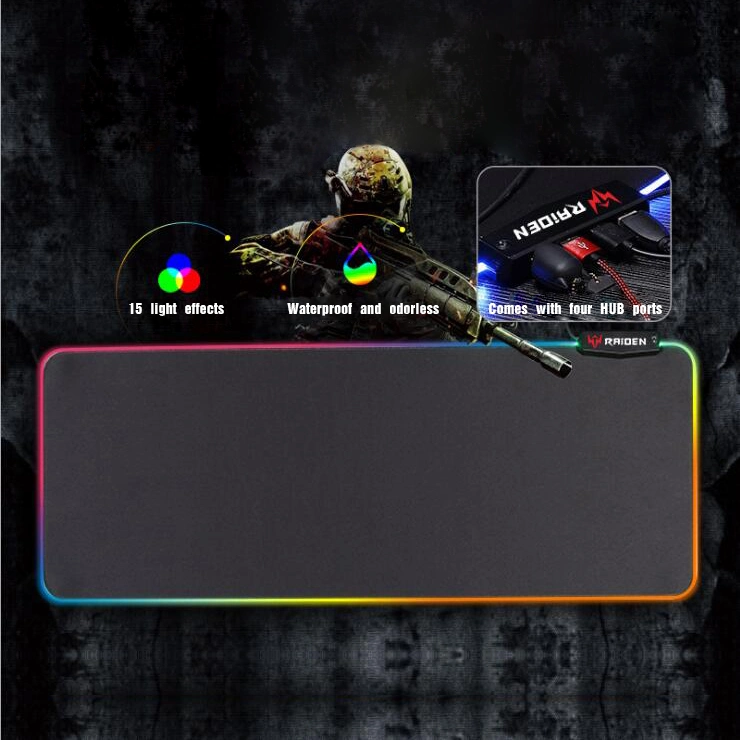 300 * 800 * 4mm Waterproof Personalized Custom Logo Rubber Large LED RGB Gaming Mouse Pad