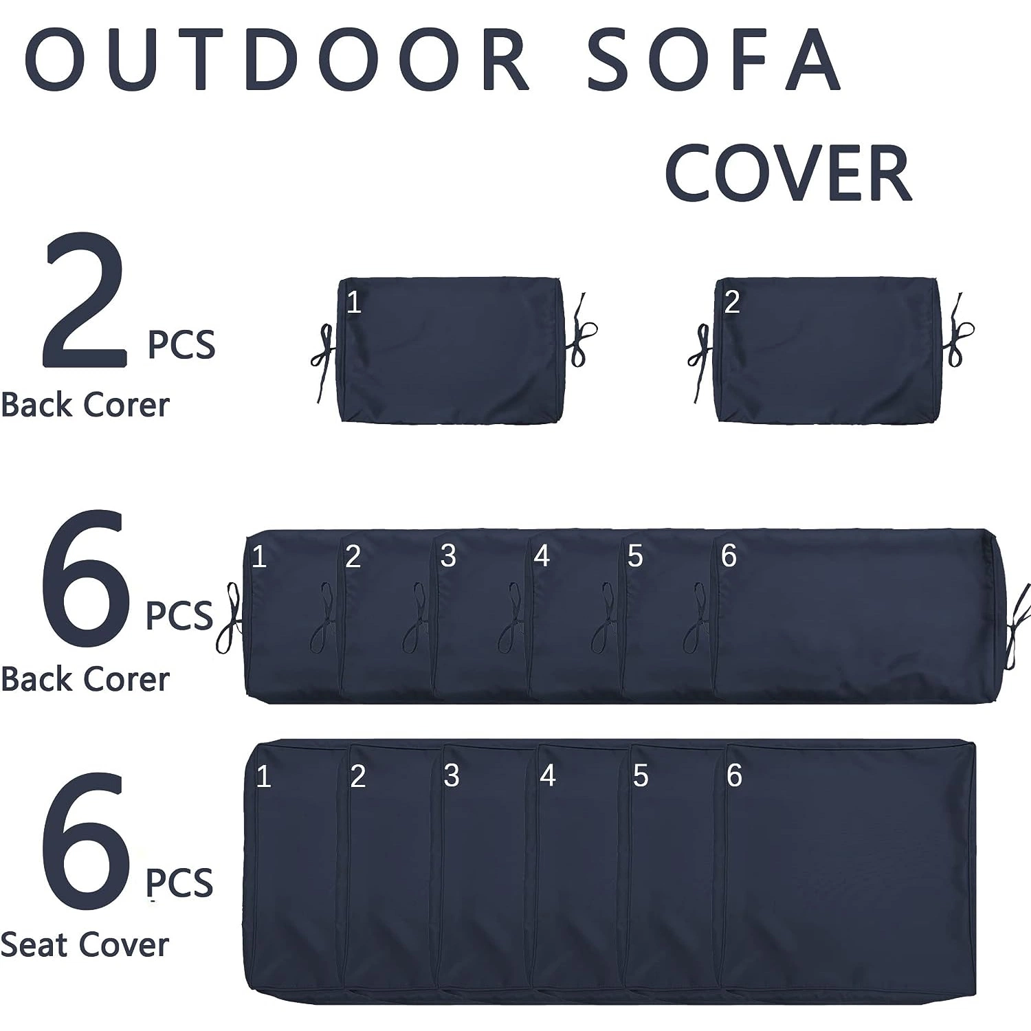 14 PCS Amazon Hot Sale Outdoor Furniture Replacement Cushion Cover Garden Rattan Modular Sofa Waterproof Covers