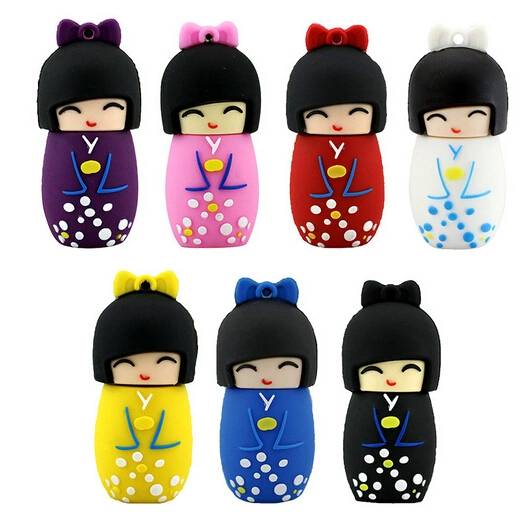 Unidade Flash USB Memory Stick Cartoon Modelo boneca japonesa 64GB de disco USB 2.0