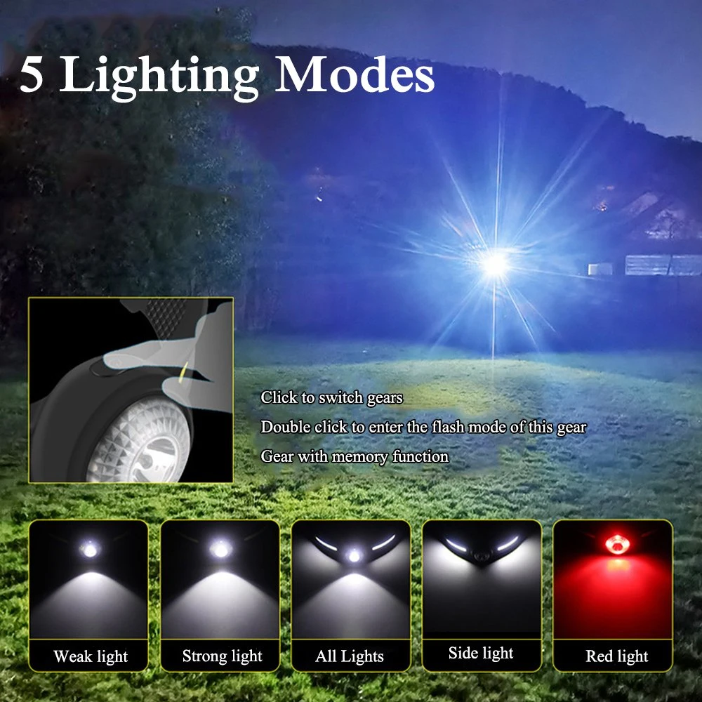 COB Head Light impermeable para camping Ciclismo corriendo altas luces Linterna LED USB recargable