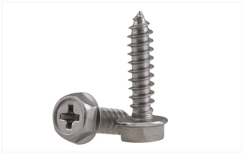 M3-M6 Phillips External Hex Flange Self Tapping Wood Screws with Pad Washer Stainless Steel Cross Hex Head Self Tapping Screw