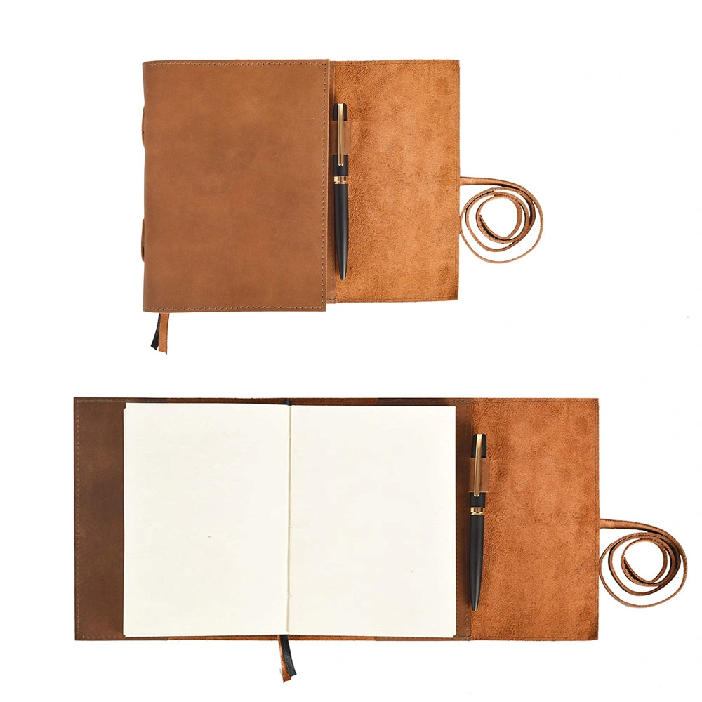 Gift Set A5 Diary Vintage Genuine Leather Journal Notebook for Women