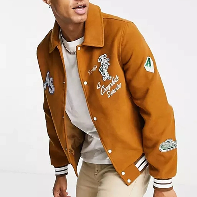 Veste hommes broderie personnalisée de gros de poche latérale ordinaire Varsity Baseball