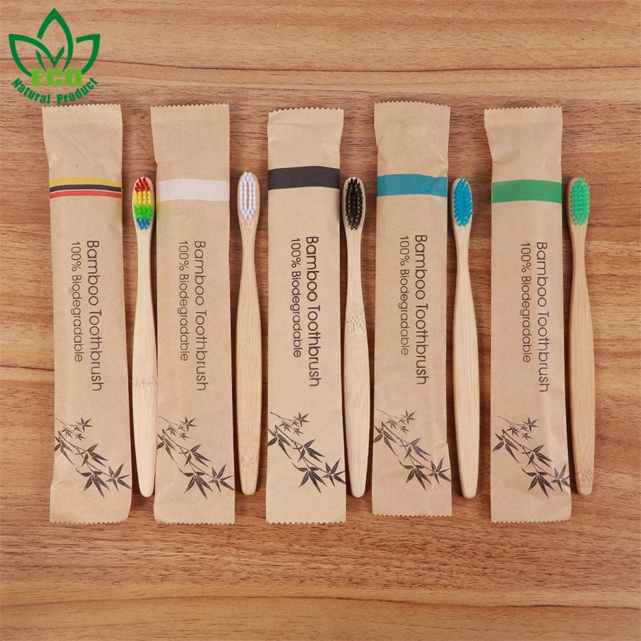 Fabricante cuidado Pessoal Soft Natural Eco Bamboo Disposable Bamboo biodegradável Escova de dentes do hotel