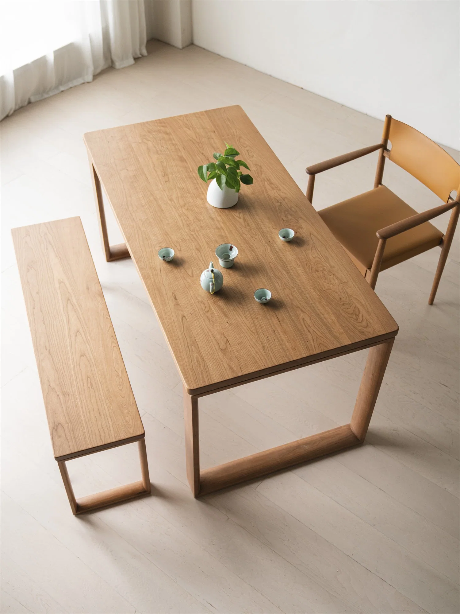 2023 Novedades Mesa comedor de madera de pino roble y silla Establecer